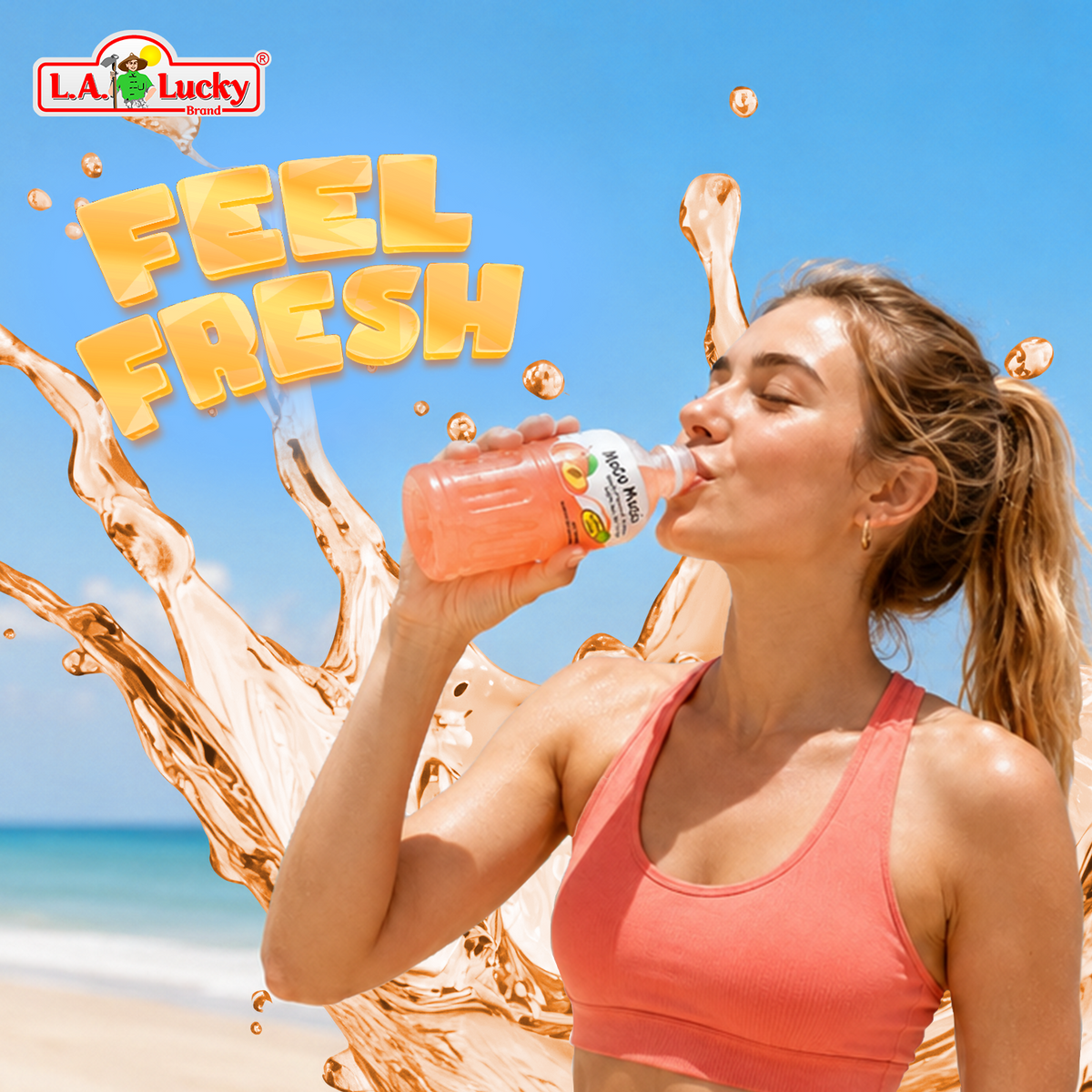 Mogu Mogu Peach Flavored Drink with Nata de Coco feel fresh lifestyle image