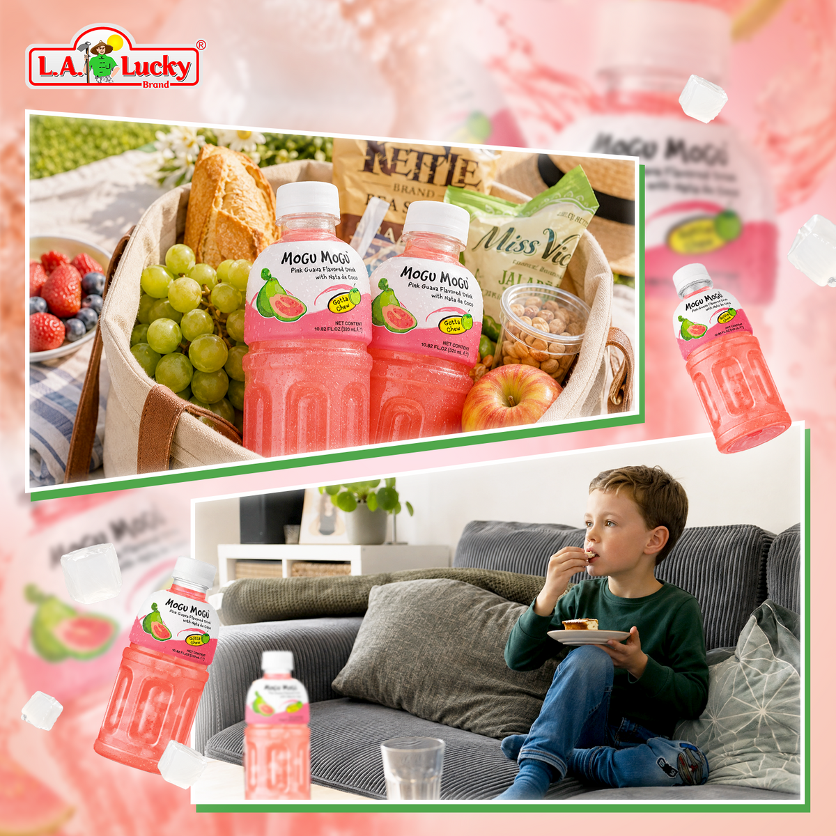 Mogu Mogu Pink Guava Flavored Drink with Nata de Coco serving ideas