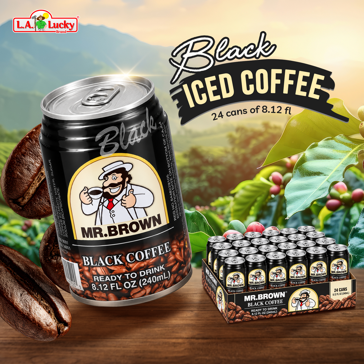 Mr. Brown Black Coffee pack of 24 front
