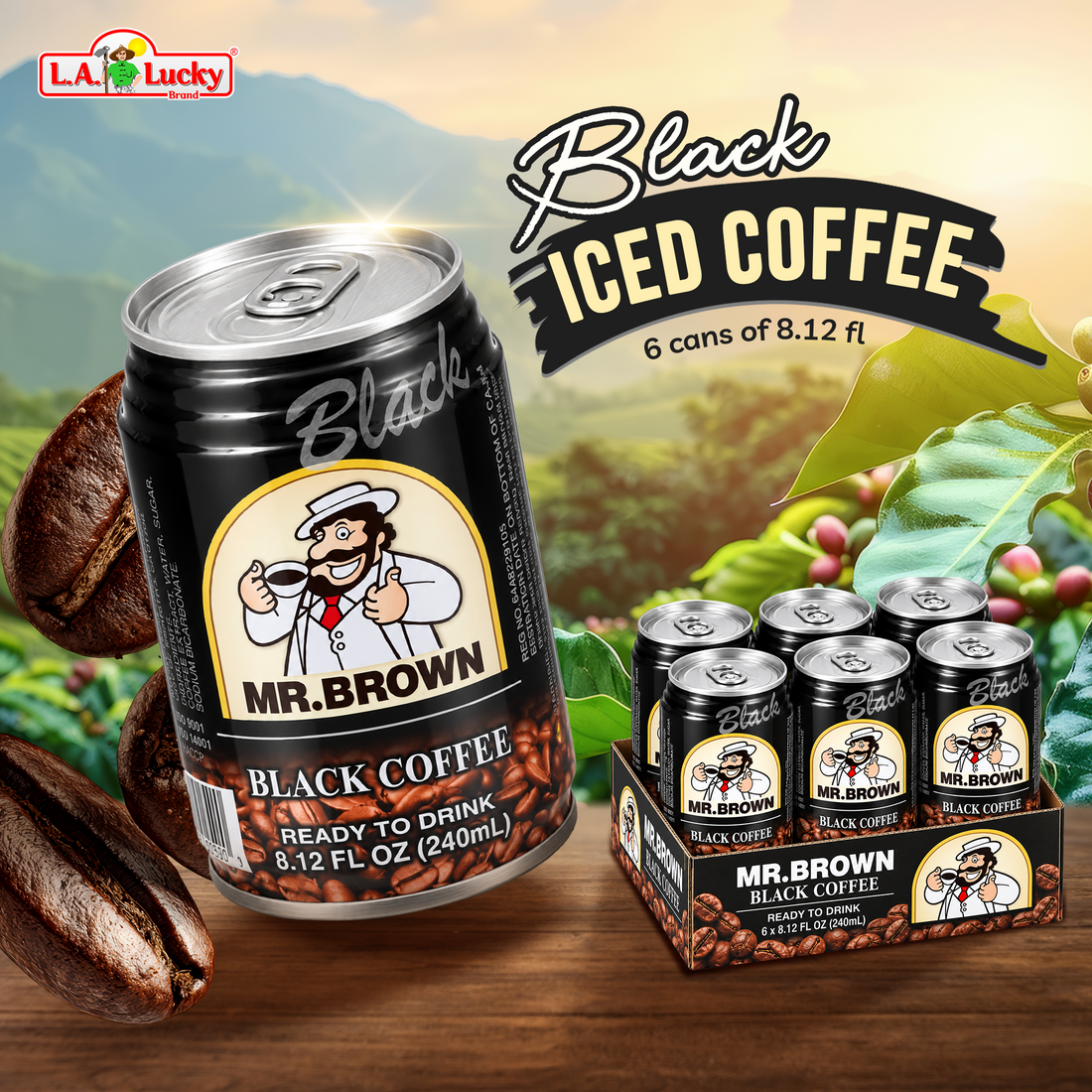 Mr. Brown Black Coffee pack of 6 front