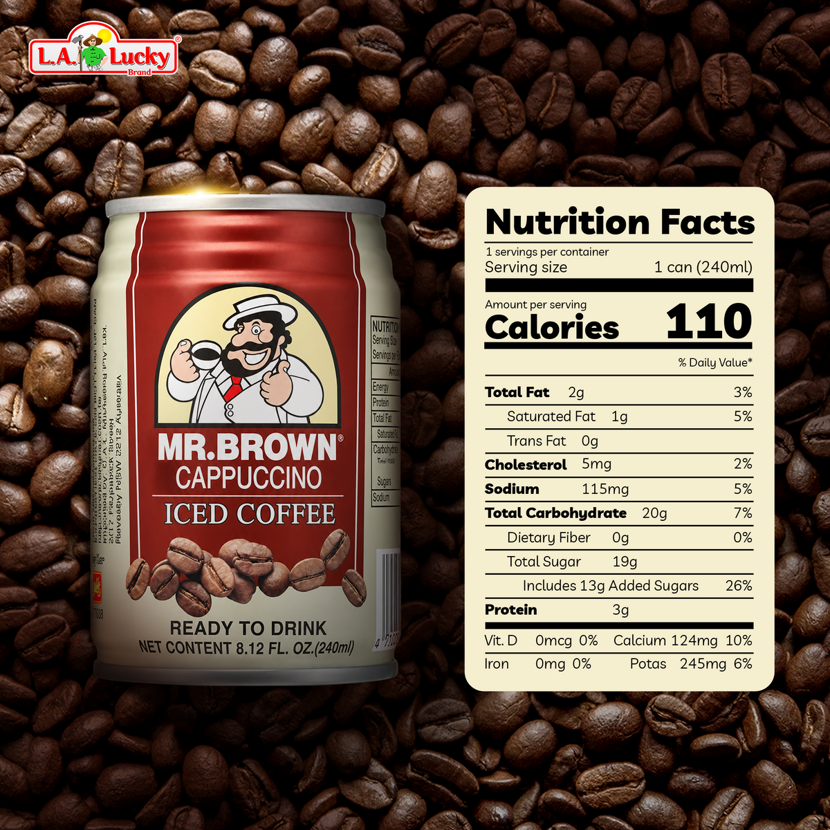 Mr. Brown Cappuccino Iced Coffee can side view