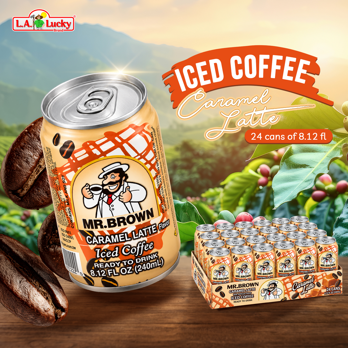 Mr. Brown Caramel Latte Iced Coffee pack of 24 front