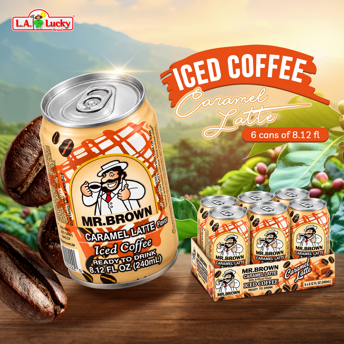 Mr. Brown Caramel Latte Iced Coffee pack of 6 front