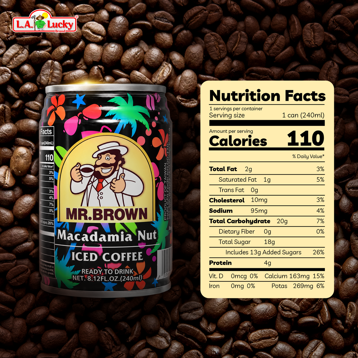 Mr. Brown Macadamia Nut Iced Coffee can side view