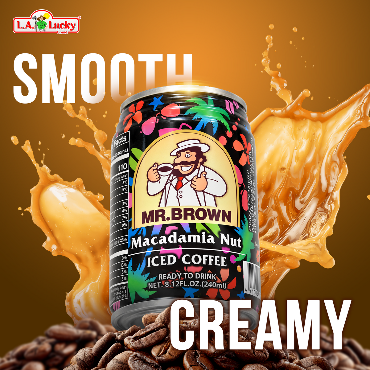 Mr. Brown Macadamia Nut Iced Coffee nutrition facts panel