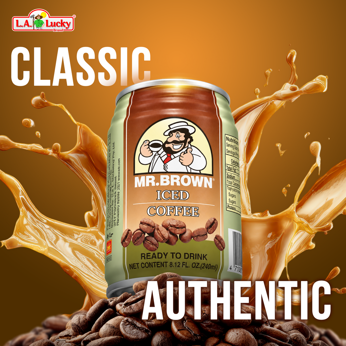 Mr. Brown Original Iced Coffee can side view