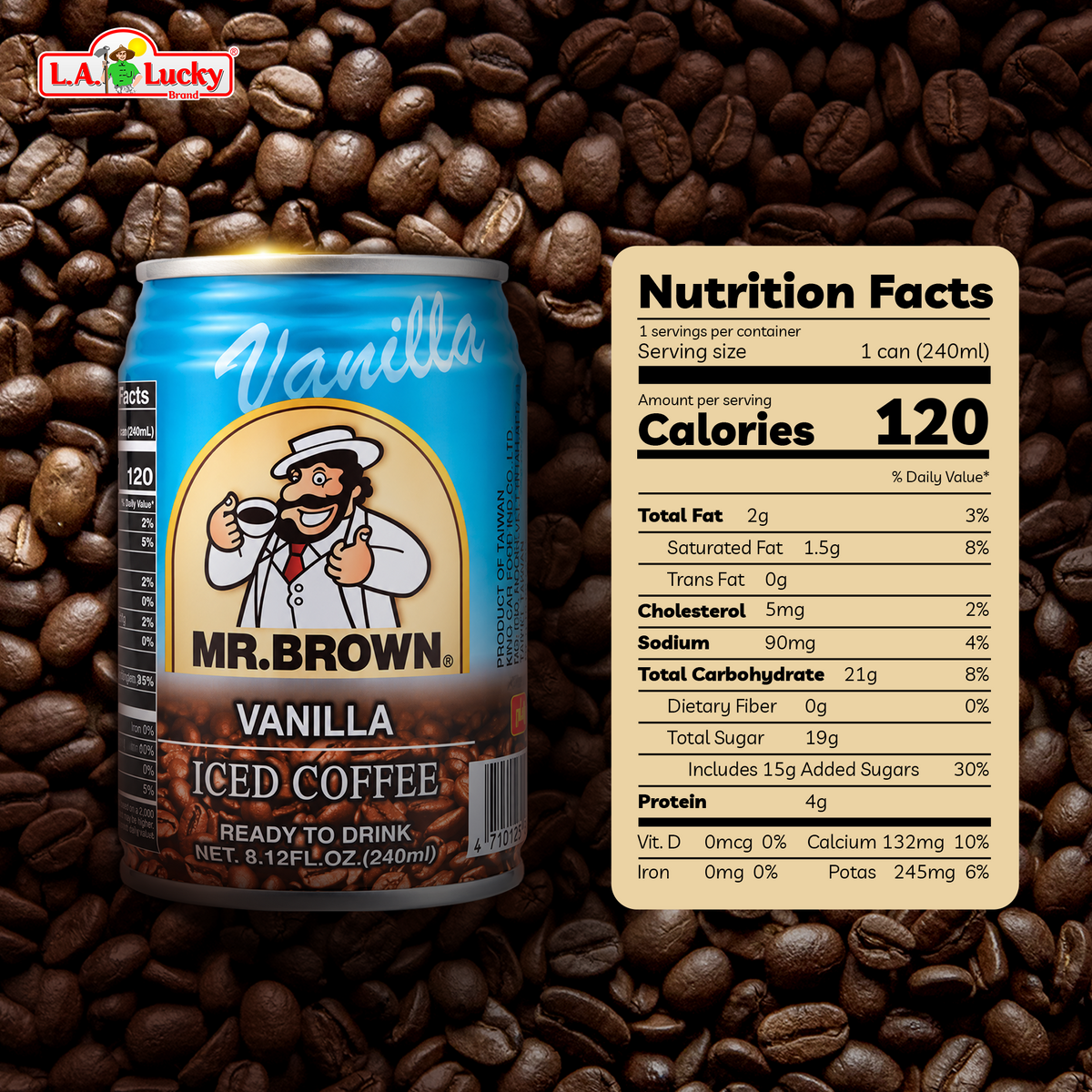 Mr. Brown Vanilla Iced Coffee can side view