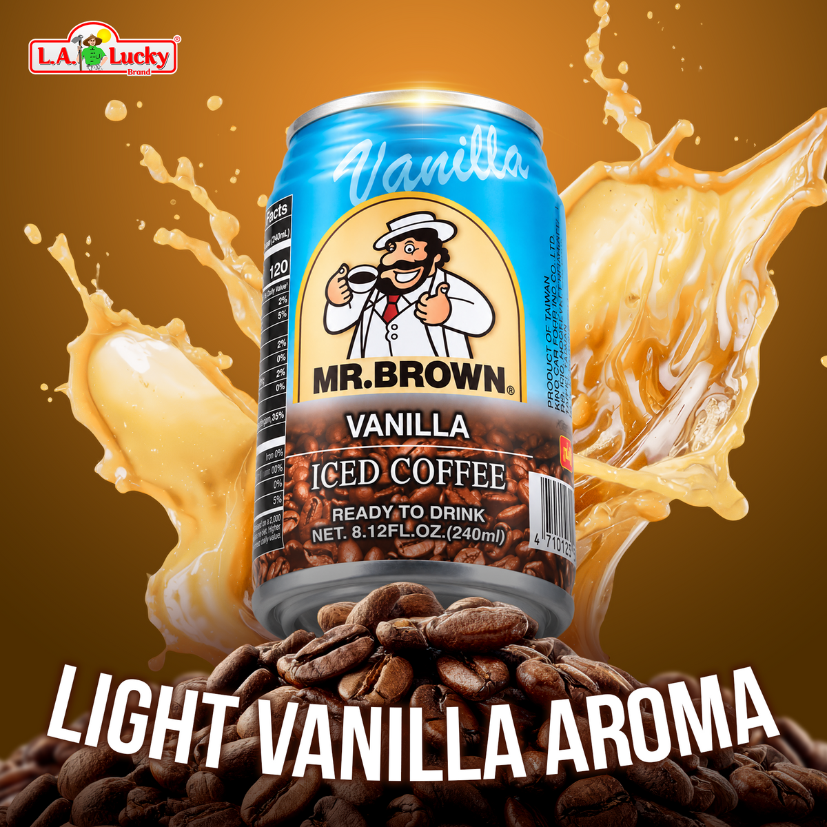 Mr. Brown Vanilla Iced Coffee nutrition facts panel
