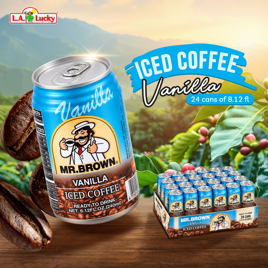 Mr. Brown Vanilla Iced Coffee pack of 6 front