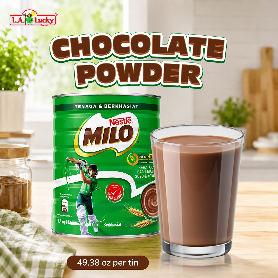 Nestle Milo chocolate malt powder drink 1.4 kg tin with prepared drink