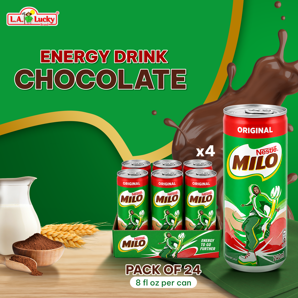 Nestle MILO ready-to-drink chocolate malt beverage 8 fl oz cans, pack of 24
