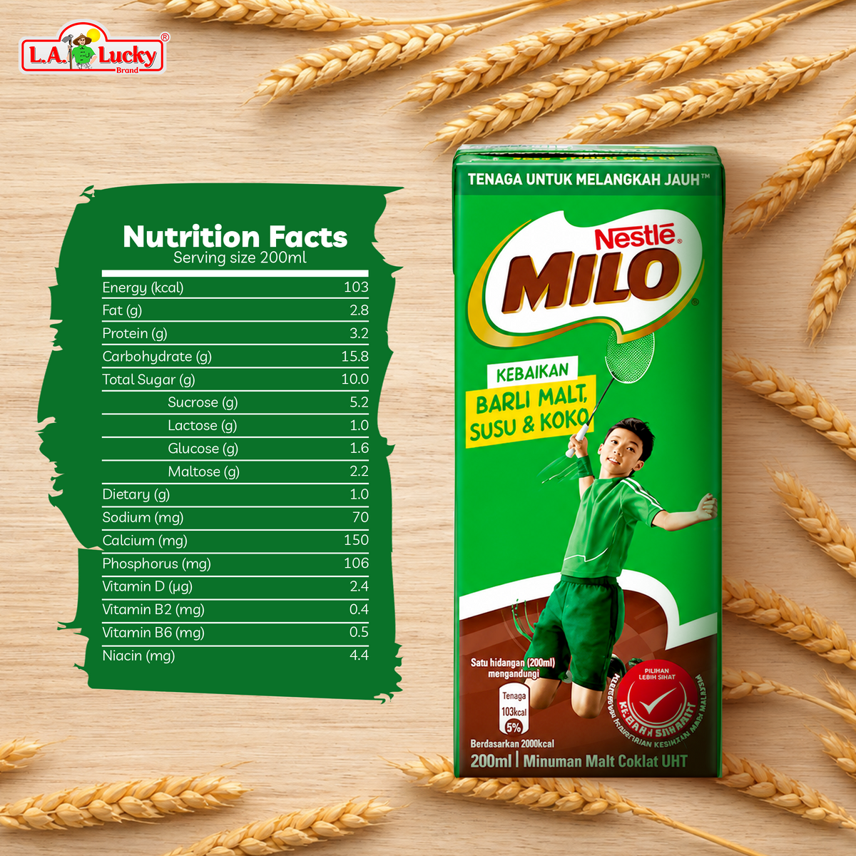 Nestle Milo UHT chocolate malt drink 200 mL nutrition facts