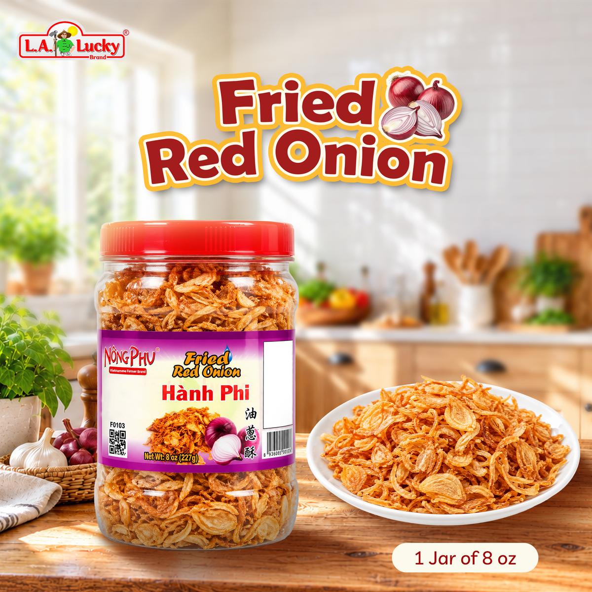 Nong Phu fried red onion, one 8 oz jar