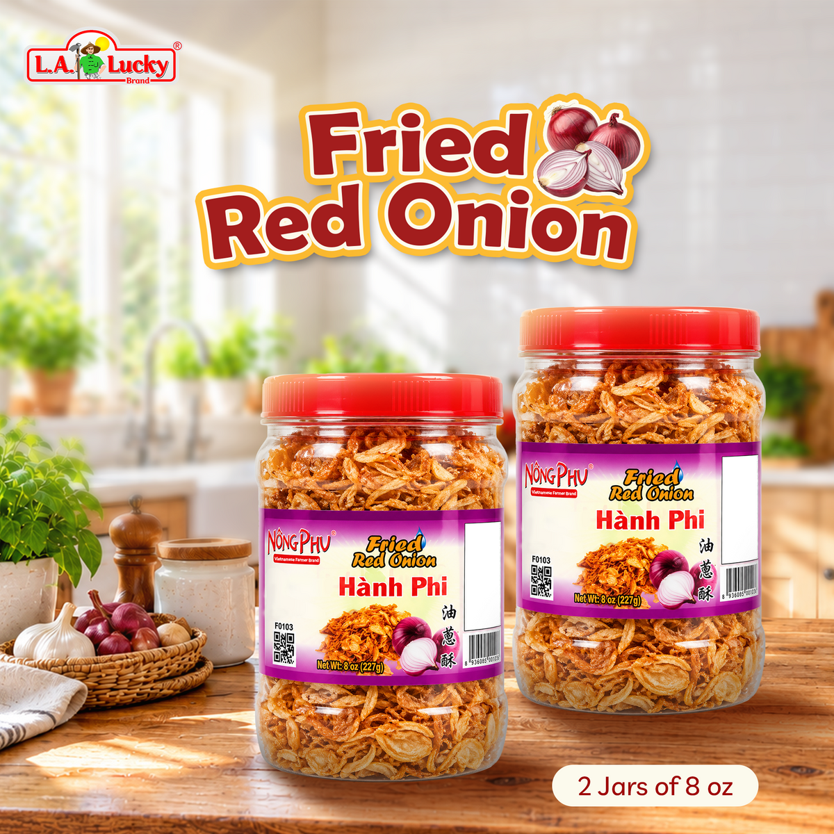 Nong Phu fried red onion, two 8 oz jars