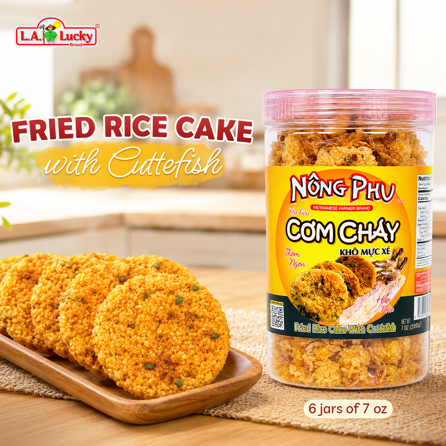 Nong Phu fried rice cake with cuttlefish pack of 6 front image