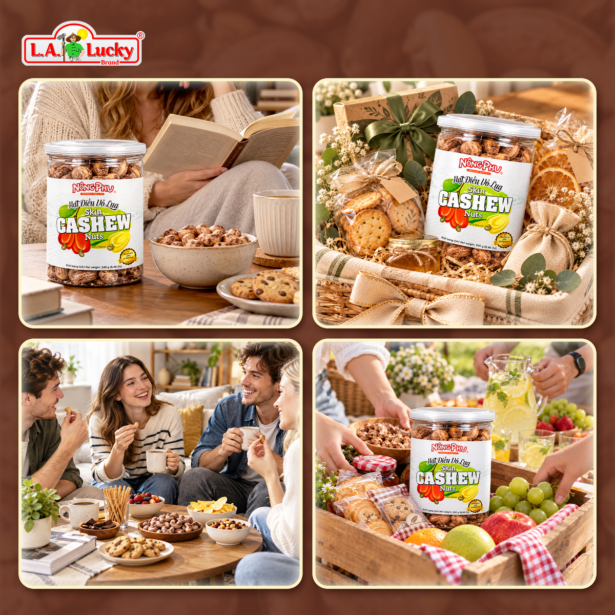 Nong Phu skin-on cashews for snacking sharing and gifting