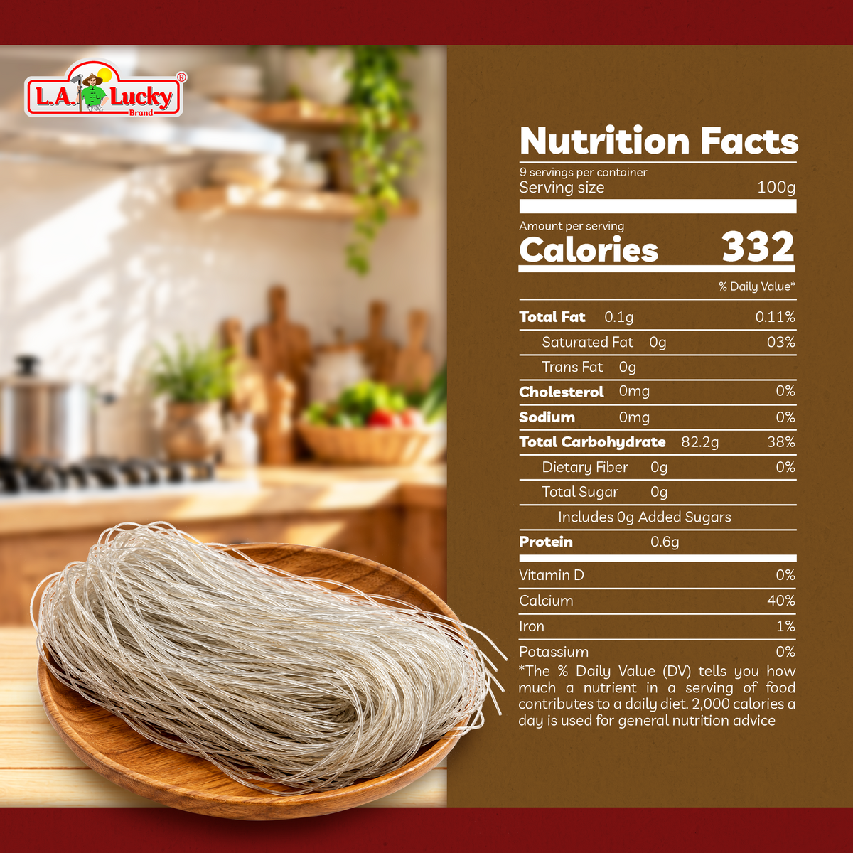 Nutrition information for Nong Phu arrowroot vermicelli