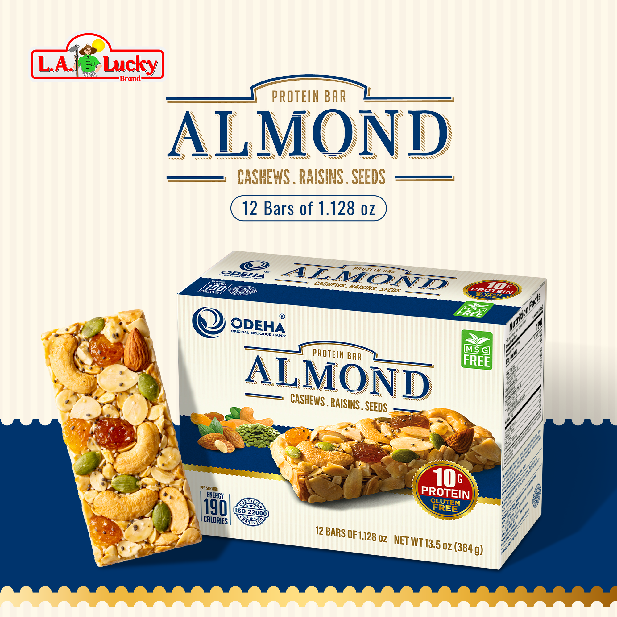 ODEHA Almond Protein Bar (High Protein Snack with Nuts & Seeds) – 12 B ...