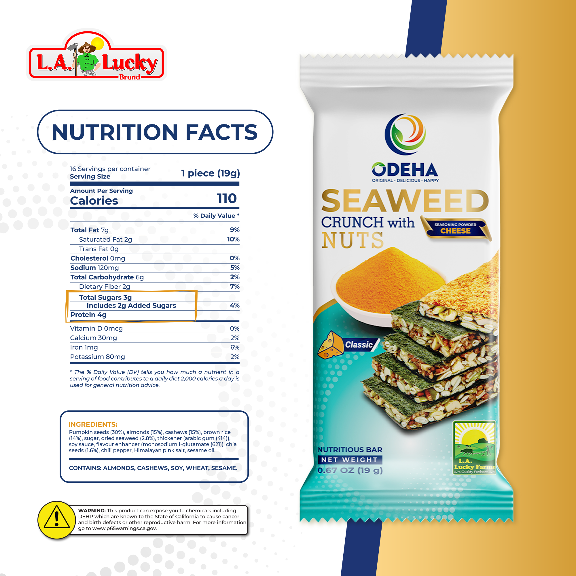 ODEHA Seaweed Crunch with Nuts - Cheese Taste – L.A. Lucky Global