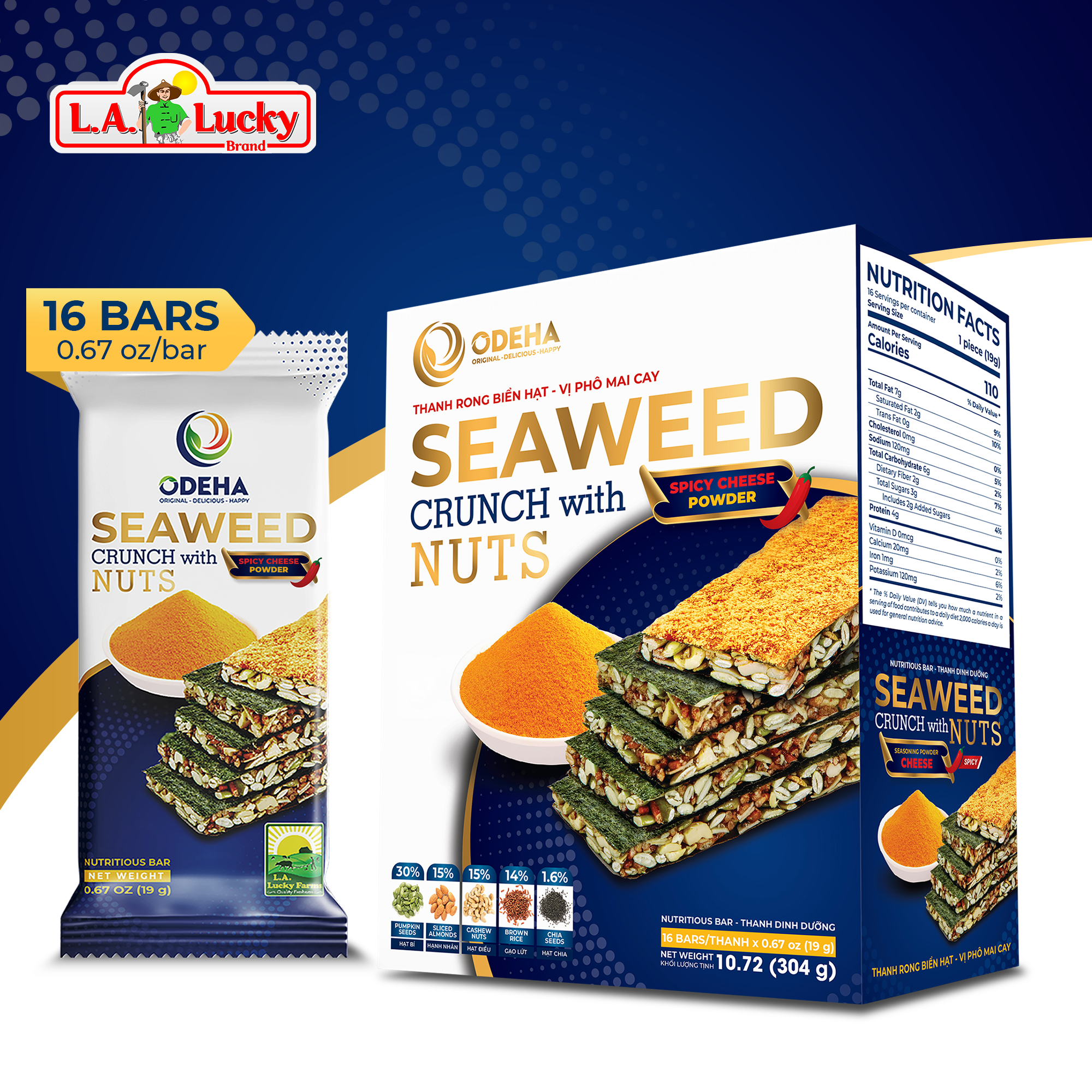 ODEHA Seaweed Crunch with Nuts - Spicy Cheese Taste – L.A. Lucky Global