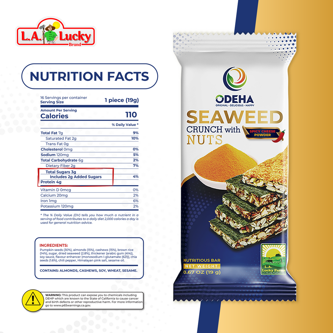 ODEHA Seaweed Crunch with Nuts - Spicy Cheese Taste