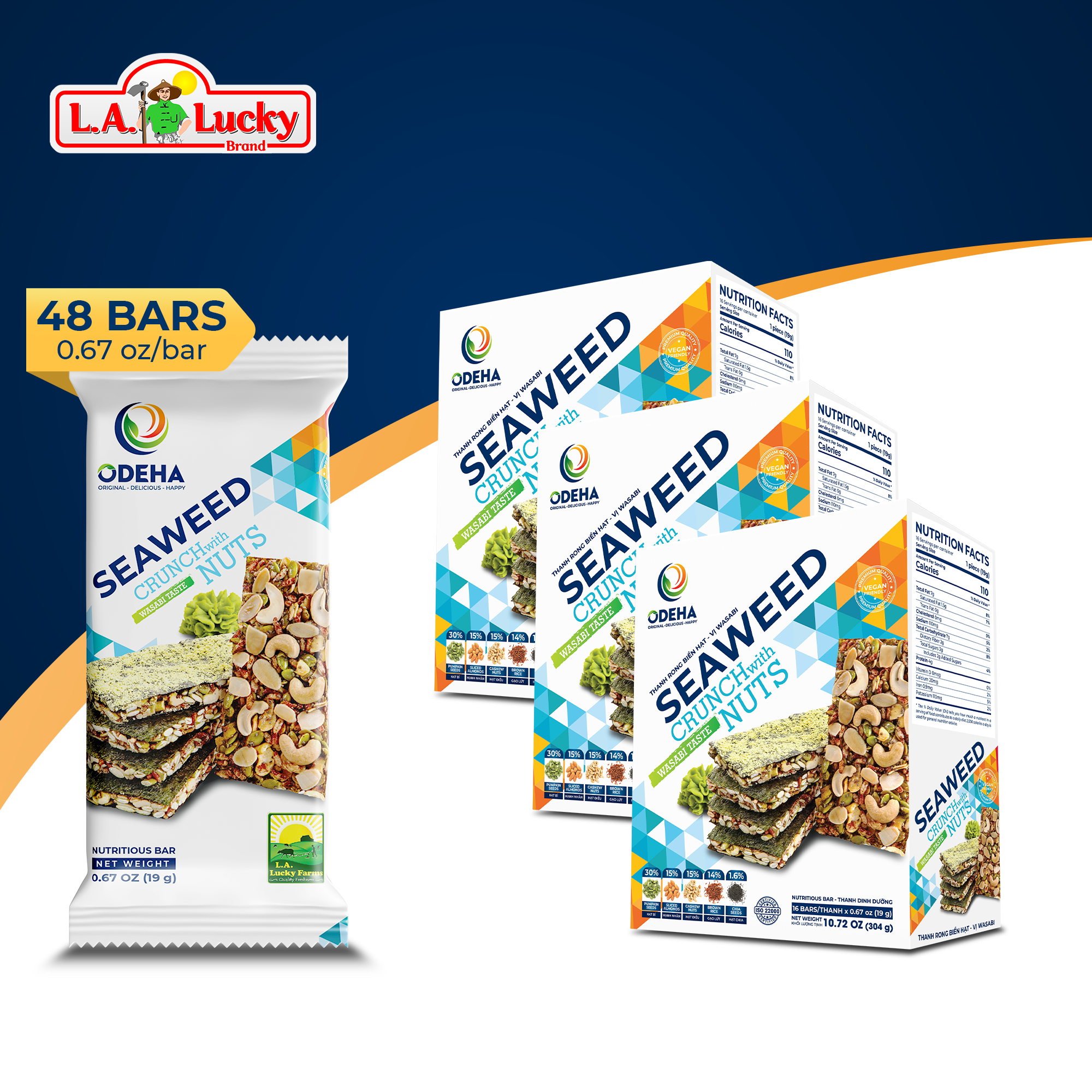 ODEHA Seaweed Crunch with Nuts - Wasabi Taste – Pack of 3 – L.A. Lucky ...