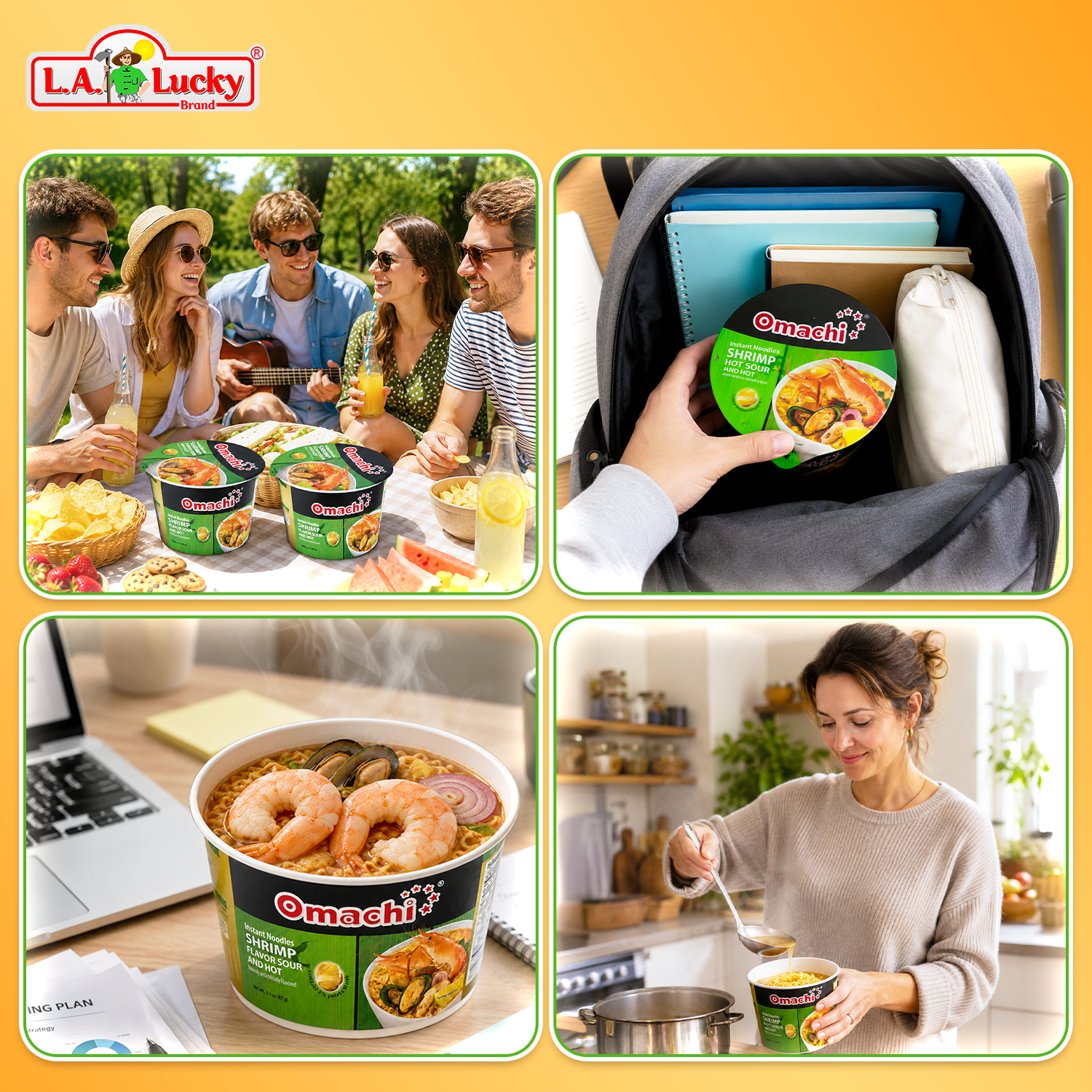Omachi Hot and Sour Shrimp Flavor Potato Noodle Bowl meal occasions