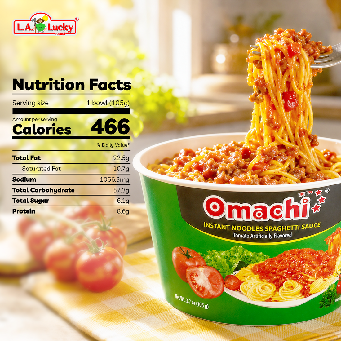 OMACHI instant potato noodles with spaghetti sauce, Pack of 6 bowls