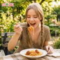 Serving suggestion for OMACHI instant potato noodles with spaghetti sauce