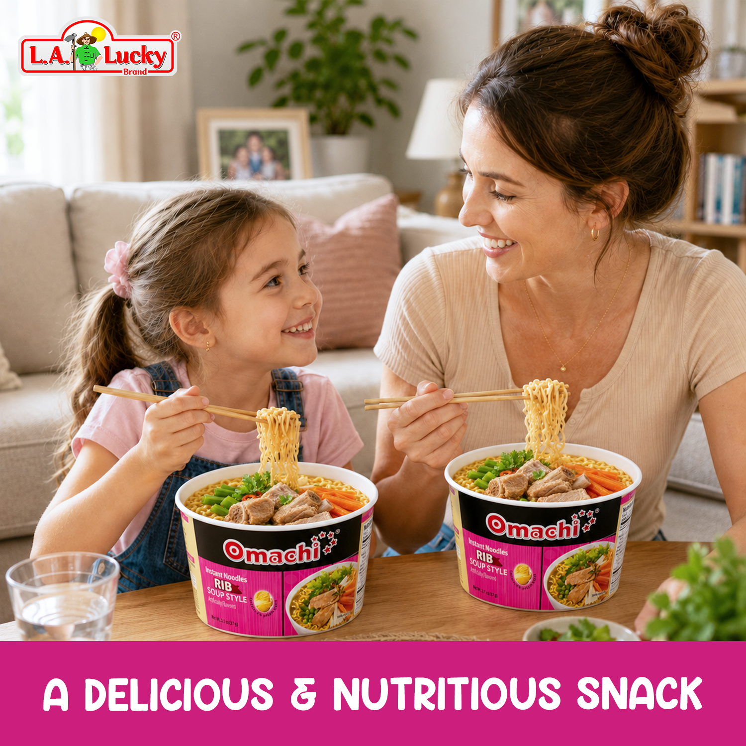 Omachi Pork Rib Soup Flavor Potato Noodle Bowl family meal