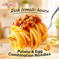 OMACHI potato and egg combination noodles with spaghetti sauce