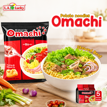 OMACHI Stewed Beef Flavor Instant Noodles, Potato Noodle, Bag