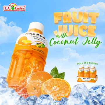 Orange Flavored Drink with Nata de Coco Coconut Jelly, 320ml Bottles