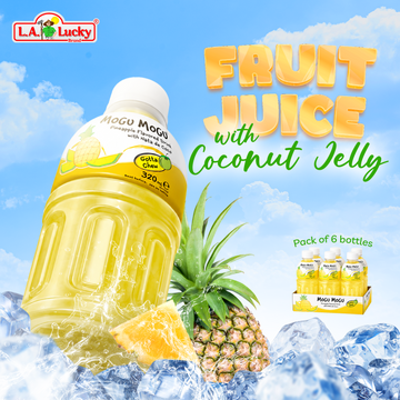 Pineapple Flavored Drink with Nata de Coco Coconut Jelly, 320ml Bottles