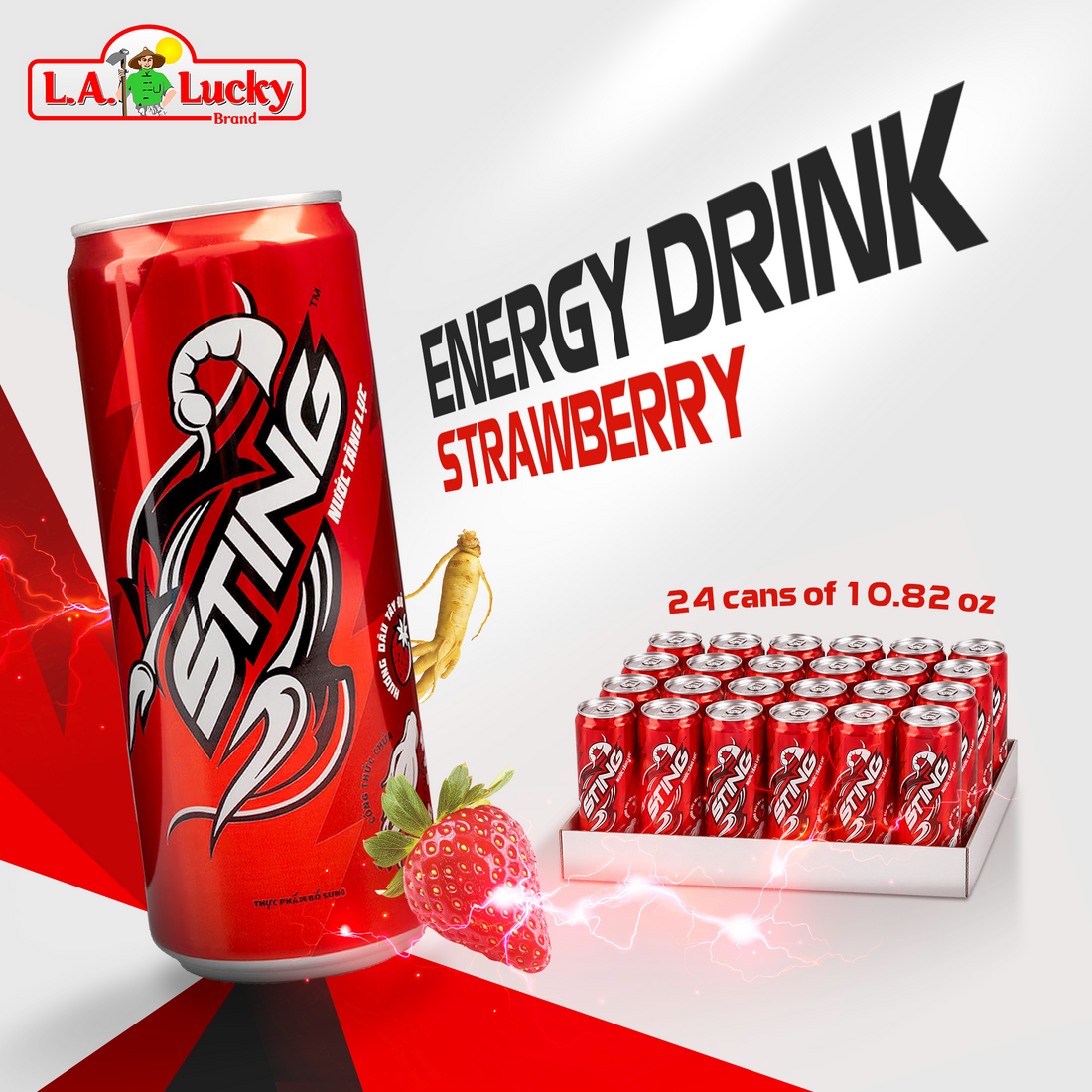 STING Strawberry Energy Drink – 10.82 oz Cans