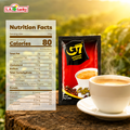 Nutrition Facts for one 16 g sachet of Trung Nguyen G7 3in1 instant coffee mix