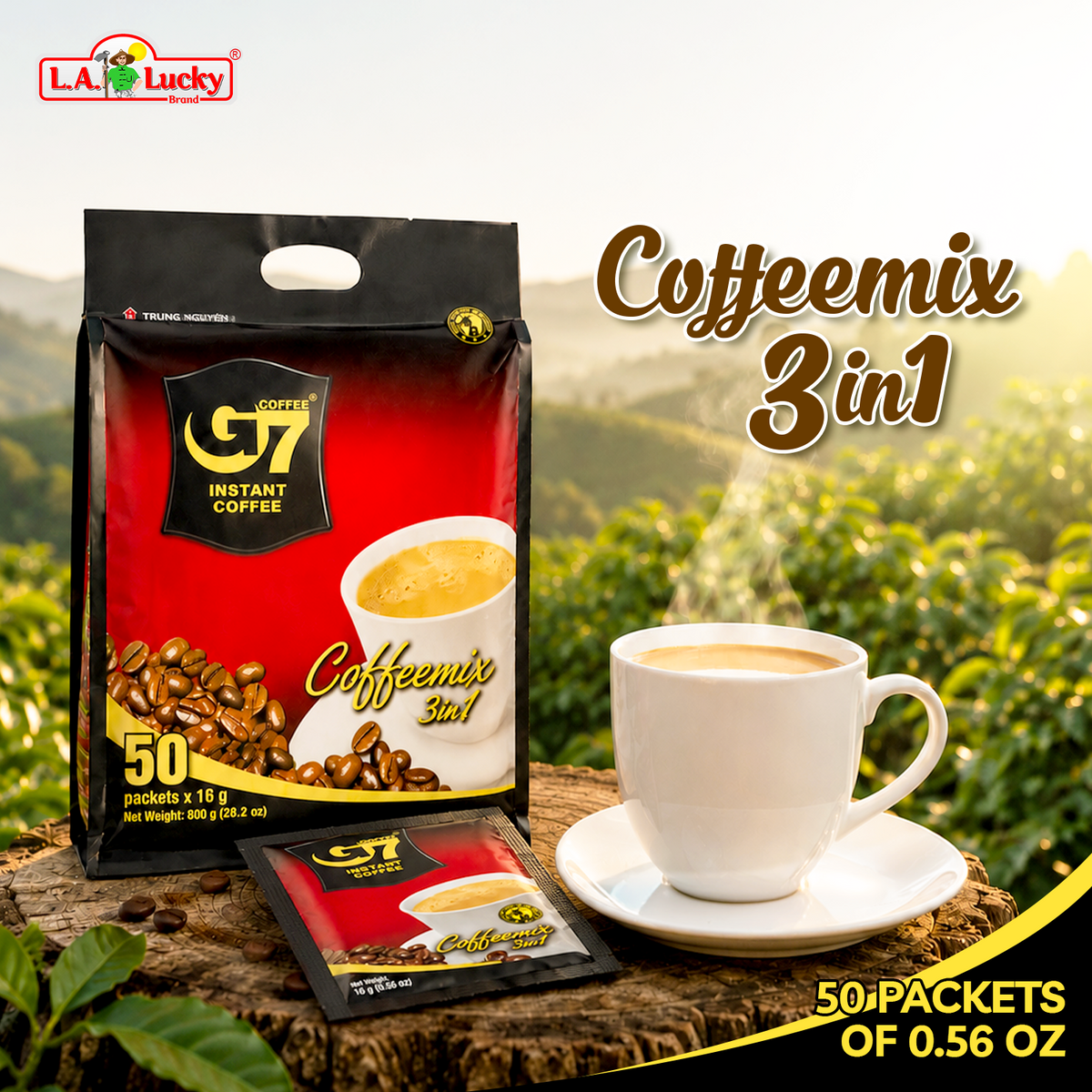 Trung Nguyen G7 3in1 instant coffee mix, 50 sachets, Pack of 1