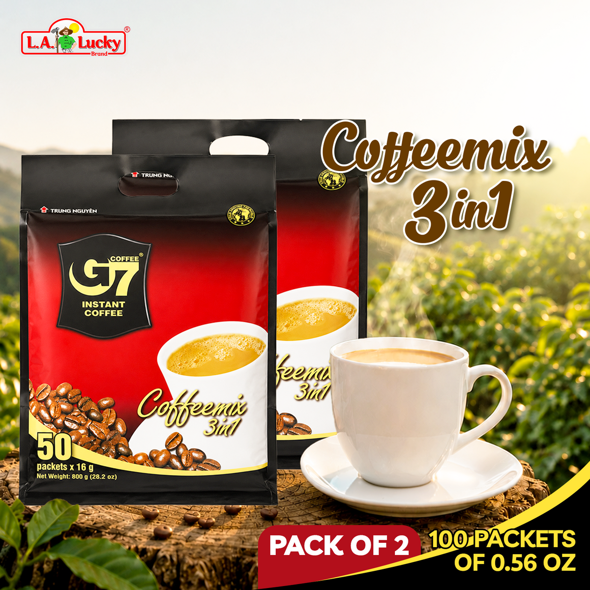 Trung Nguyen G7 3in1 instant coffee mix, 100 sachets, Pack of 2