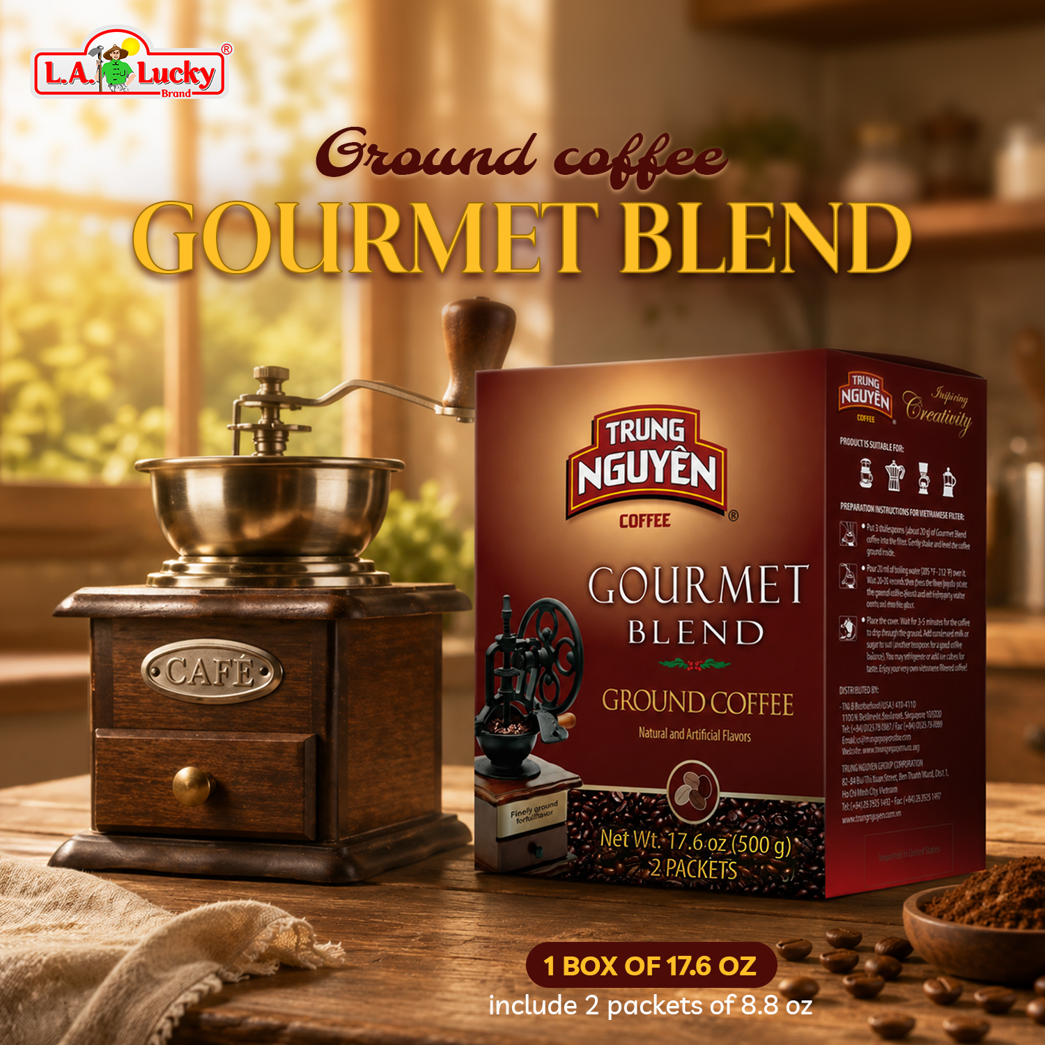 Trung Nguyen Gourmet Blend Culi Robusta ground coffee 500g box