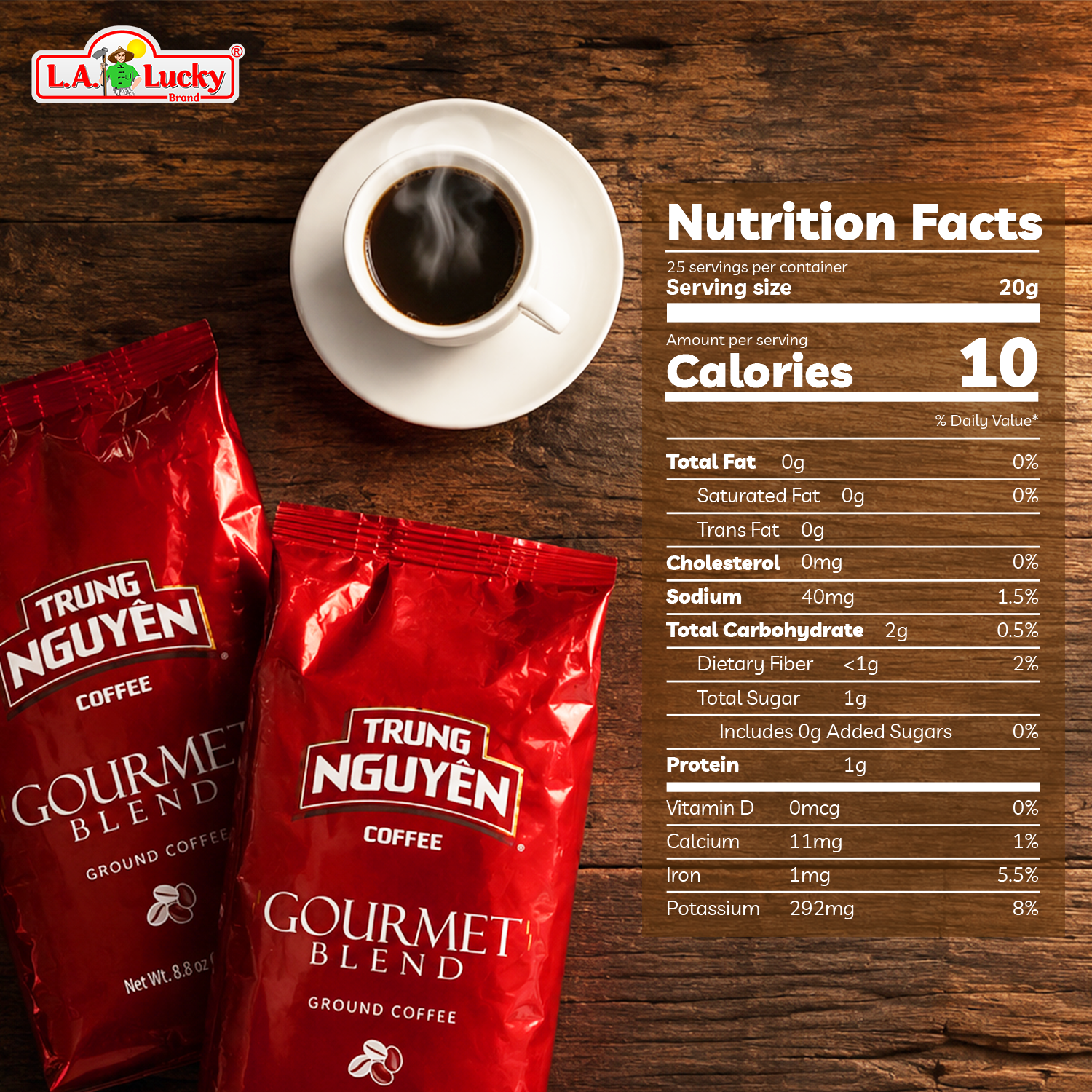Trung Nguyen Gourmet Blend ground coffee nutrition facts