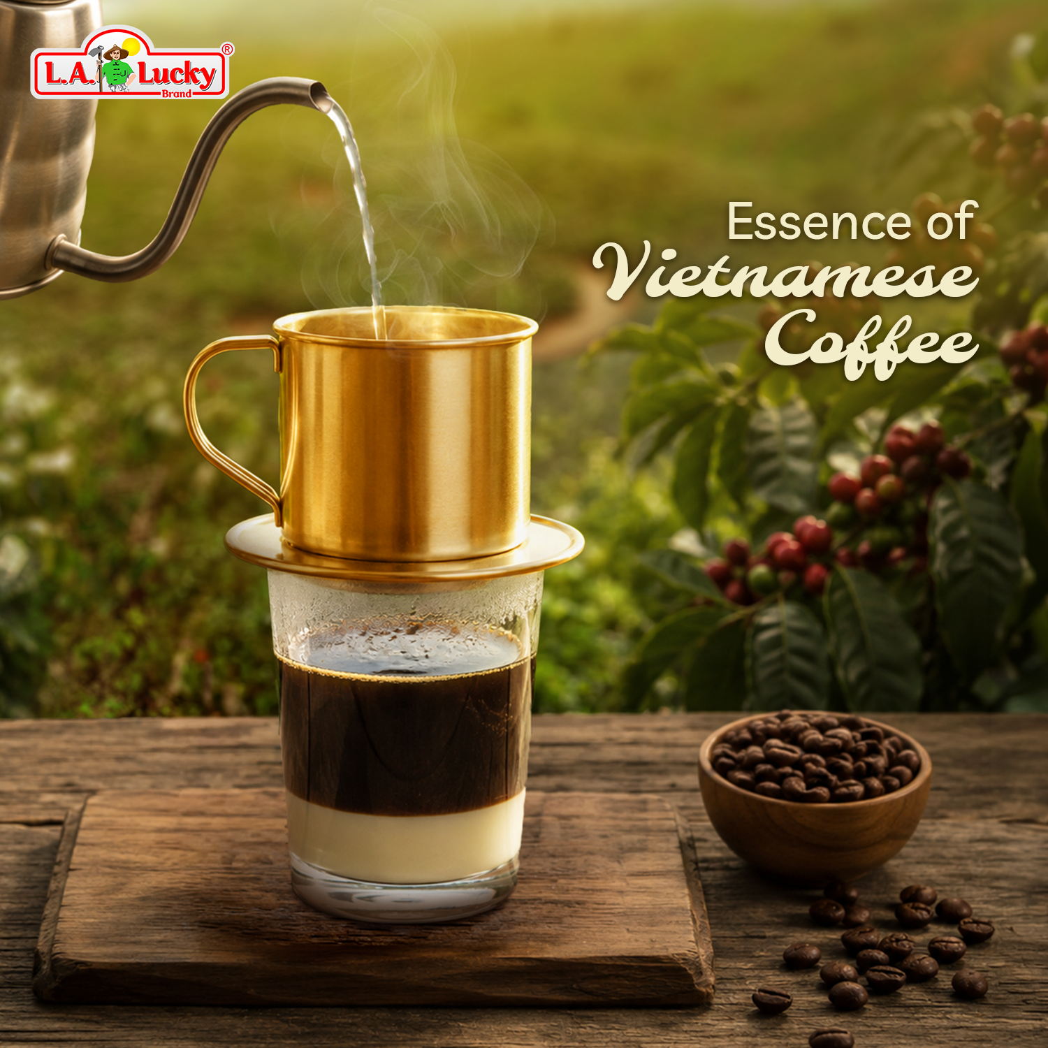 Trung Nguyen Gourmet Blend Vietnamese ground coffee prepared with a phin filter
