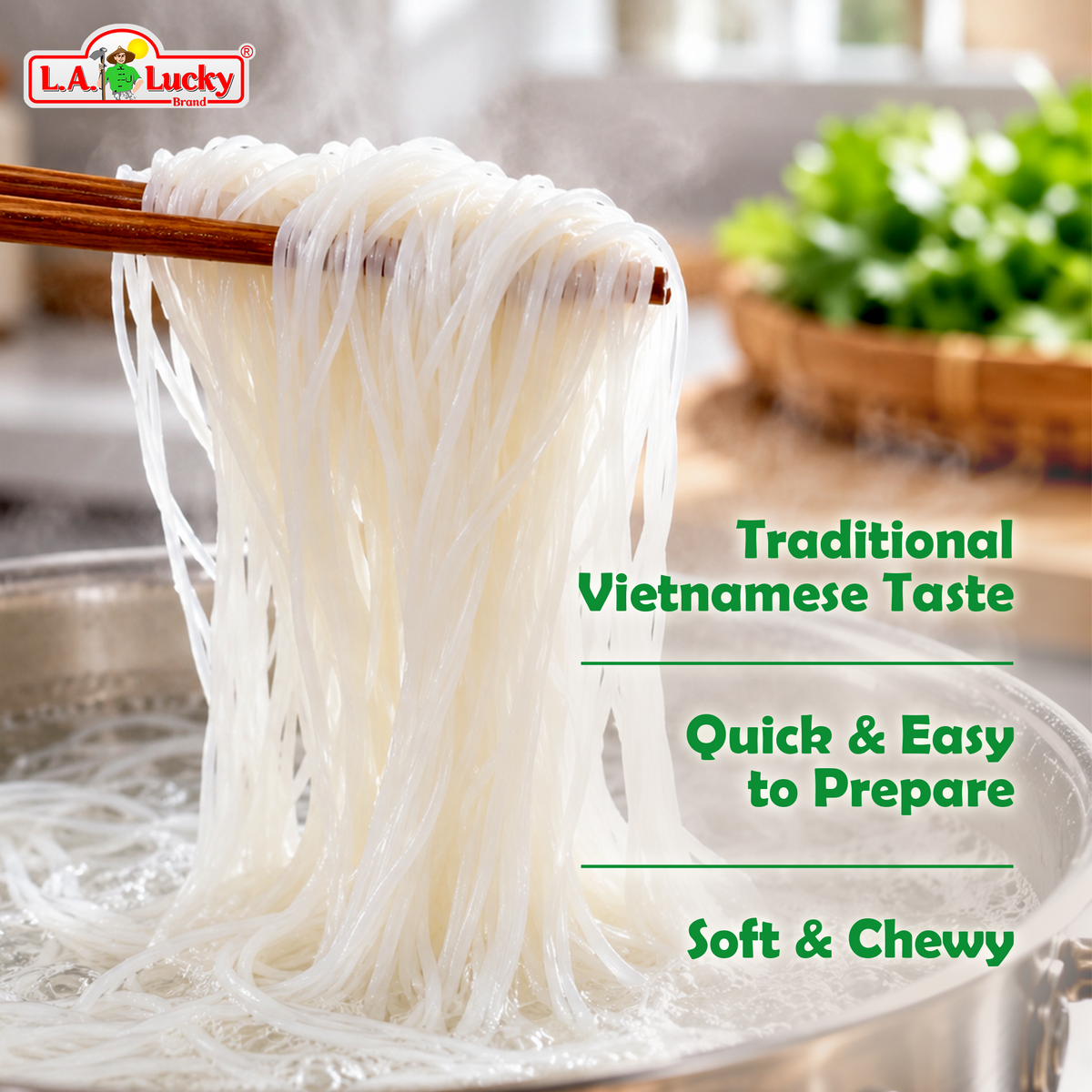 TUFUCO rice vermicelli 2 lb bags - noodle texture