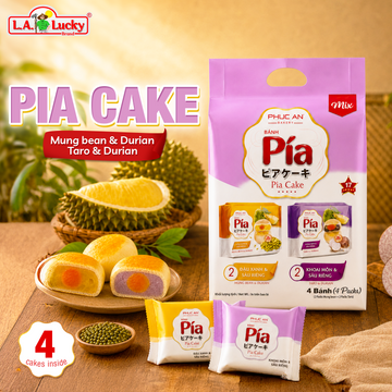 Vietnamese Pia Cake Mix with Durian, Mung Bean, Taro & Salted Egg Yolk – 400g 4 Cakes