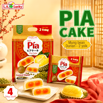Vietnamese Pia Cake with Durian, Mung Bean & Double Salted Egg Yolk – 600g Box 4 Cakes
