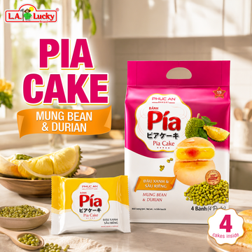 Vietnamese Pia Cake with Durian, Mung Bean & Salted Egg Yolk – 400g Box 4 Cakes