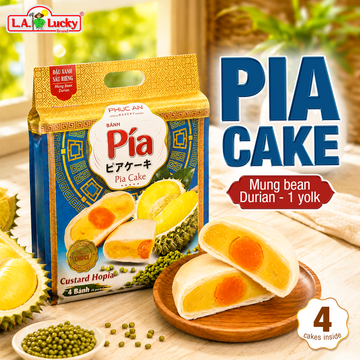 Vietnamese Pia Cake with Durian, Mung Bean & Salted Egg Yolk – 500g Box 4 Cakes