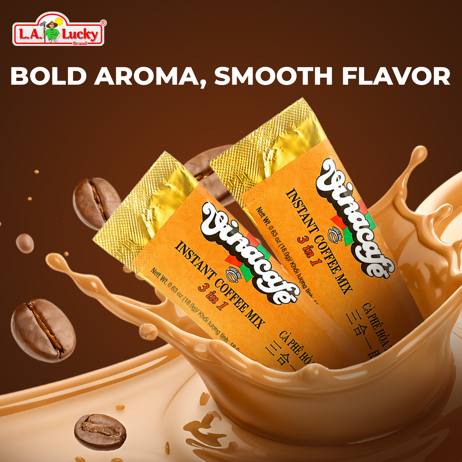 Vinacafe 3 in 1 instant coffee mix bold aroma smooth flavor